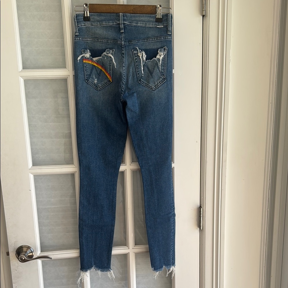 MOTHER Denim RAINBOW Pocket Jeans High Waisted Chew Dancing the Hula Size 24 - Picture 9 of 15